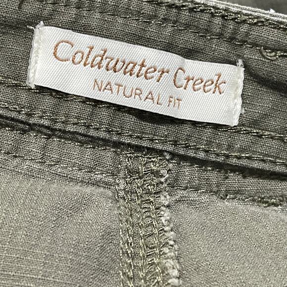 Coldwater Creek Pants Size 16 Green Cotton Blend Natural Fit Casual Cropped - Picture 3 of 6
